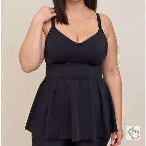Torrid Wire free‎ Racerback Tankini Top women's 00 C/D black lightly lined NWTs
